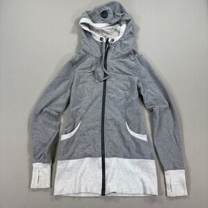 Lululemon Athletica Hoodie Full Zip Jacket Women's Sz 10 Gray Thumbholes Pockets